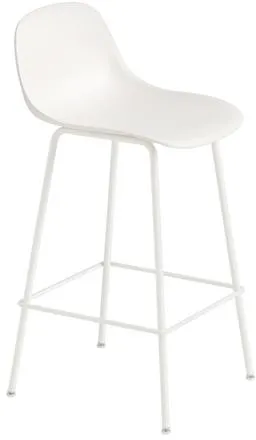 Muuto Fiber Barstol Tube Base och Ryggstöd Vit/Vit H87,5 cm