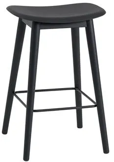 Muuto Fiber barstol, träbas, svart/svart H66 cm