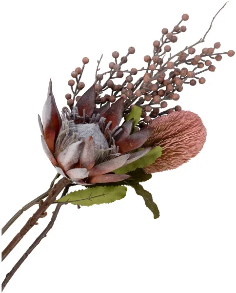HOUSE NORDIC King Protea Bukett konstgjorda blommor, Mix - rosa plast (H:74)