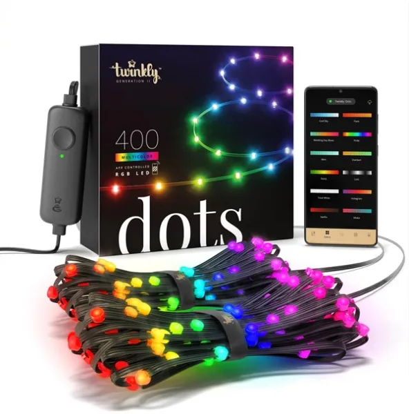 Twinkly Dots - 400 appstyrda RGB-LEDs. 20 meter. Svart kabel.